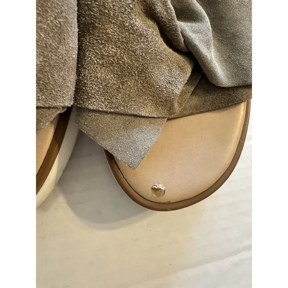Seychelles Italy Tan Suede Leather Knot Bow Slide Sandals Womens 8 Summer